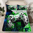 thumbnail image 2 of Feelyou 3D Green Gamepad Queen Sheet Sets for Kids, Artwork Fashion Honeycomb Flat Sheet, Video Gaming Controller Queen Fitted Sheet, Luxury Bedroom Decor, 4pcs, 2 of 7