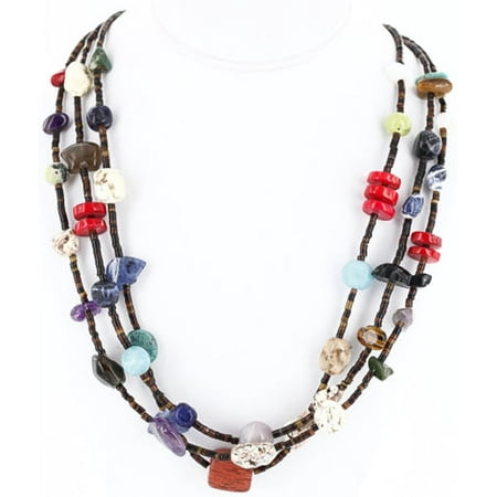 Bear Multi Stone (Certified Authentic 3 Strand Navajo .925 Sterling Silver Multicolor Stones Bear Fetish Native American)