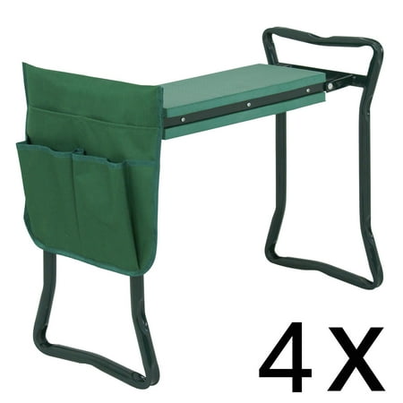 Garden Kneeler Stool Zeny 4PCS Foldable Garden Kneeler Bench Kneeling Stool Soft Cushion Seat EVA Pad w/ Tool Pouch ()