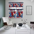 thumbnail image 5 of Red White and Blue Daisy Kitchen Curtains Valances and Tiers Set of 3 Black Stripes Tier Curtains and Valance with Rod Pocket for Small Windows, 27.5"x36", 5 of 9
