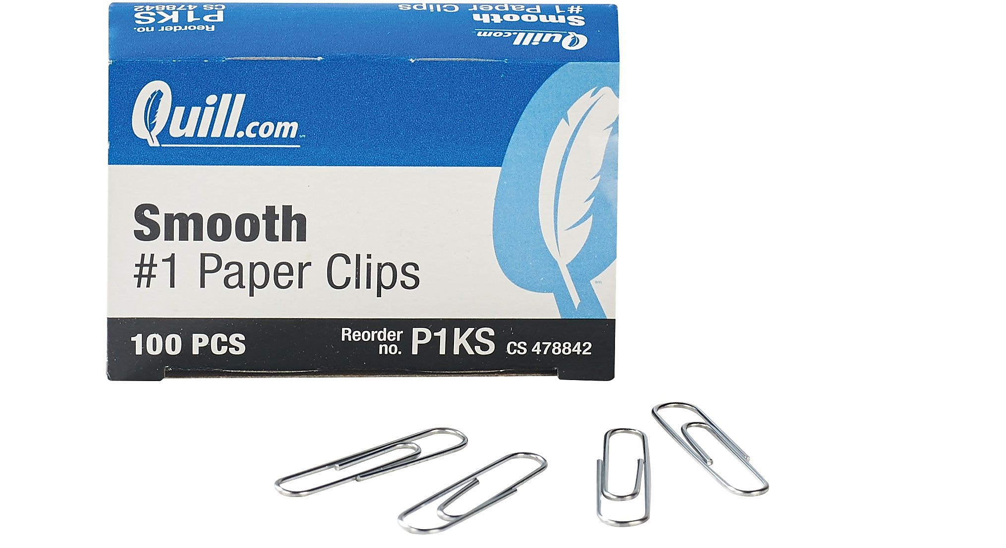 Quill Brand Regular Smooth Paper Clips; 1000 Count 1 Pack = 10 Boxes