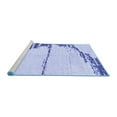 thumbnail image 2 of Ahgly Company Machine Washable Indoor Round Abstract Blue Modern Area Rugs, 3' Round, 2 of 4