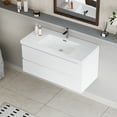 thumbnail image 2 of Modern 42" Wall-Mounted Bathroom Vanity in Glossy White with Resin Top Basin, 2 of 8