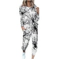 thumbnail image 3 of QATAINLAV Womens Plus Size Sweatsuit Crewneck Long Sleeve Shirts and Drawstring Joggers Sweatpants 2 Piece Outfits Halloween Graphic Tracksuits Black XXXXL, 3 of 6