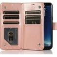 thumbnail image 2 of Wallet Case for Samsung Galaxy S8, Premium PU Leather Magnetic Closure Flower Pattern Handbag Zipper Pocket Case Kickstand Card Holder Slots Shockproof Flip Cover for Galaxy S8 - Rose Gold, 2 of 8