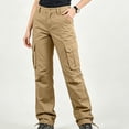 thumbnail image 5 of Karymi Wide Leg Pants Woman Solid Straight Leg Cargo Pants, Multi Pockets Outdoor Hiking Casual Drawstring Cuff Work Long Trousers, 5 of 6