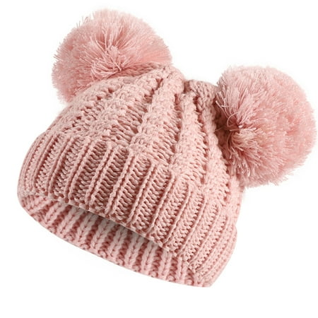 

0-8M Baby Winter Hat Toddler Knitted Pom Beanie Hat Cotton Lined Faux Fur Pom Pom Cap Baby Girls Boys Skull Hat