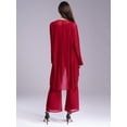 thumbnail image 3 of inlzdz Womens Chiffon Pant Suits 3 Piece Mother of The Bride Wedding Outfit Evening Cocktail Party Suit 04 Burgundy L, 3 of 7