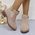thumbnail image 6 of PiGOGI Belt Buckle Thick Heel Boots for Women - Square Heel Ankle Booties Fall Winter Fashion Comfortable Shoes Khaki 41, 6 of 6