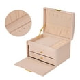 thumbnail image 4 of 3 Layer Jewelry Box, Jewelry Storage Box Portable Waterproof PU Leather  For Rings Necklace, 4 of 8