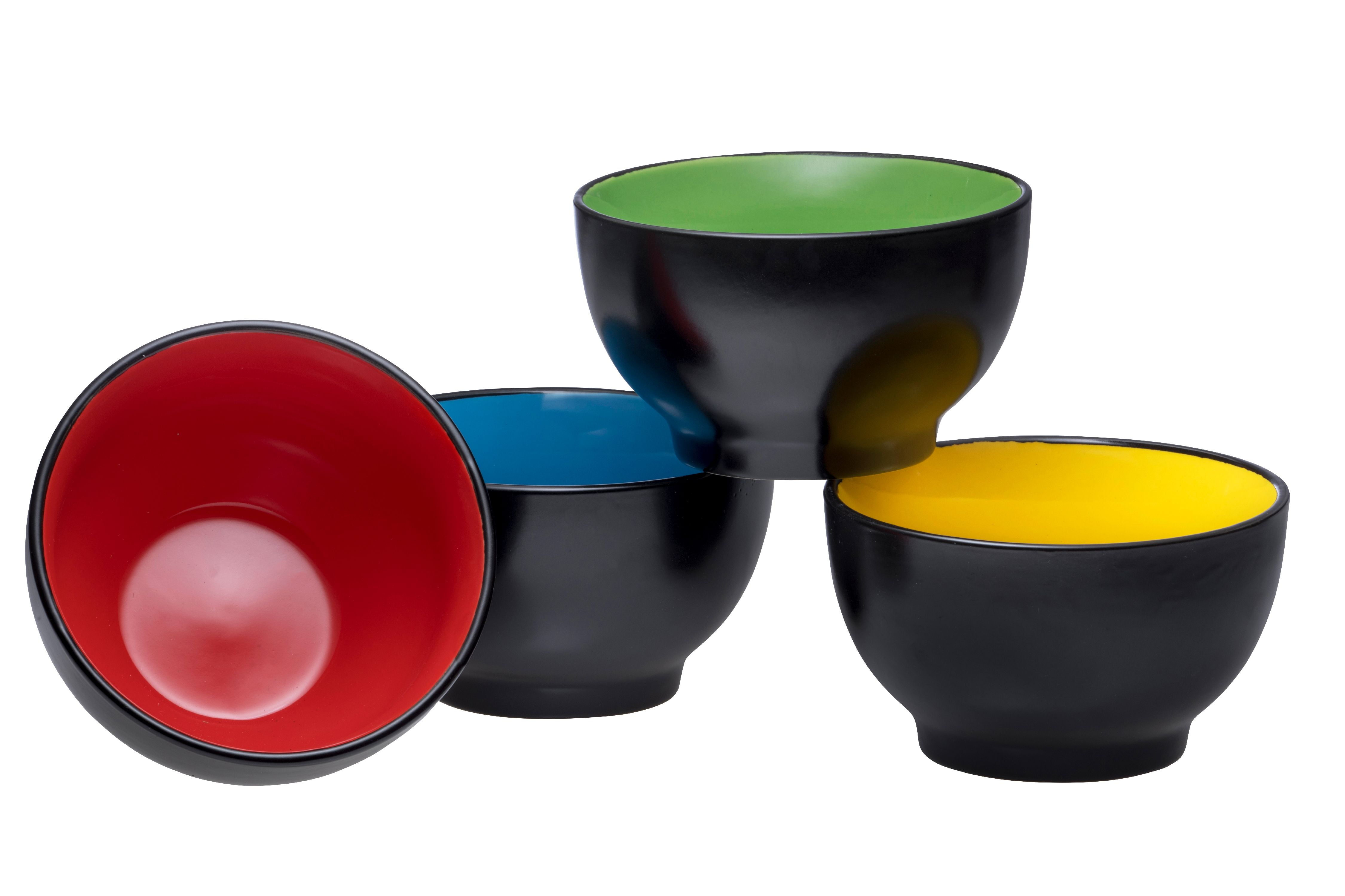 Bruntmor Ceramic Dessert Bowls Set 20 Oz Durable Non Toxic Ceramic Bowls Set Of 4 Elegant Multi Colored Variation For Rice Ice Cream Salad And Cereal Mate Black Walmart Com Walmart Com