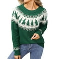thumbnail image 2 of Oversized Sweaters for Women Jacquard Christmas Sweater Fair Isle Round Neck Soft Yarn Holiday Party Fall Winter Business Casual Outfits Pullover Knit Tops, 2 of 9