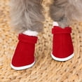 thumbnail image 4 of 4 piezas de zapatos cálidos navideños de algodón para mascotas antideslizantes con gancho y bucle para botas de nieve para perros y gatos(4#), 4 of 9