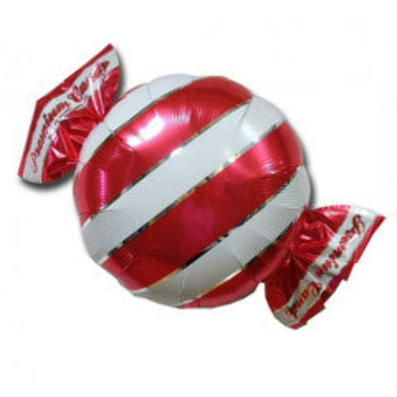 18 inch Peppermint Candy W/ Wrapper Ends - Red/ White Stripes Foil Mylar Balloon - Party Supplies Decorations