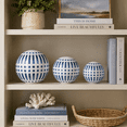 thumbnail image 3 of Decorative Ceramic Orbs for Home Decor - Coastal Inspired Sphere for Office Desk and Tabletop Decor - Casual Accent for Living Room, Bedroom, and Shelf Display - 6", 5", 4", Blue & White, 3 of 12