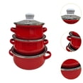 thumbnail image 6 of WeiLaiKeQi 3 Pieces Enamel Cooking Pots Stew Bean Simmer Pot Kitchen Household Cookware red, 6 of 9