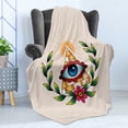 thumbnail image 4 of Eye Soft Flannel Fleece Blanket, Abstract Composition with Pyramid Sun and Laurel Wreath Esoteric Style with Many Colors, Cozy Plush for Indoor and Outdoor Use, 70" x 90", Multicolor, by Ambesonne, 4 of 5
