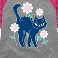 thumbnail image 3 of Instant Message - Cat And Flowers - Toddler And Youth Girls Raglan Graphic T-Shirt, 3 of 6
