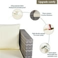 thumbnail image 6 of Heynemo Outdoor Patio Furniture 5 Pcs All-Weather Wicker Rattan Sectional Sofa Conversation Set with Ottoman, Cream-White, 6 of 11