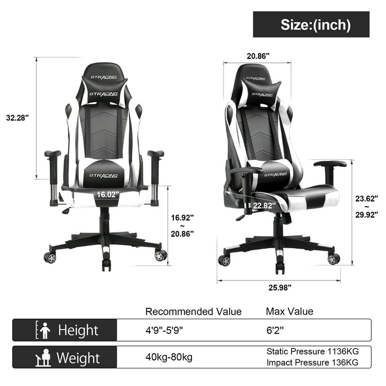 Lucklife Red Gaming Chair Ergonomic Triple Back Support Breathable Leather Reclining Rocking Computer Chair