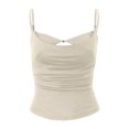 thumbnail image 4 of FUYUDY Women'S Tank Top Summer Sexy Slim Fit V Neck Beaded Sleeveless Solid Color Cropped Vest Casual Stretchy Fitted Stylish Versatile Female Camisole For Daily Wear Outing,Khaki,S, 4 of 4