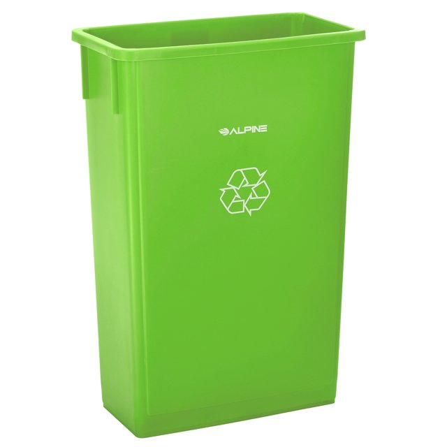 Alpine Industries 23 Gallon Slim Recyling/Trash Can, Lime Green, 3 PACK