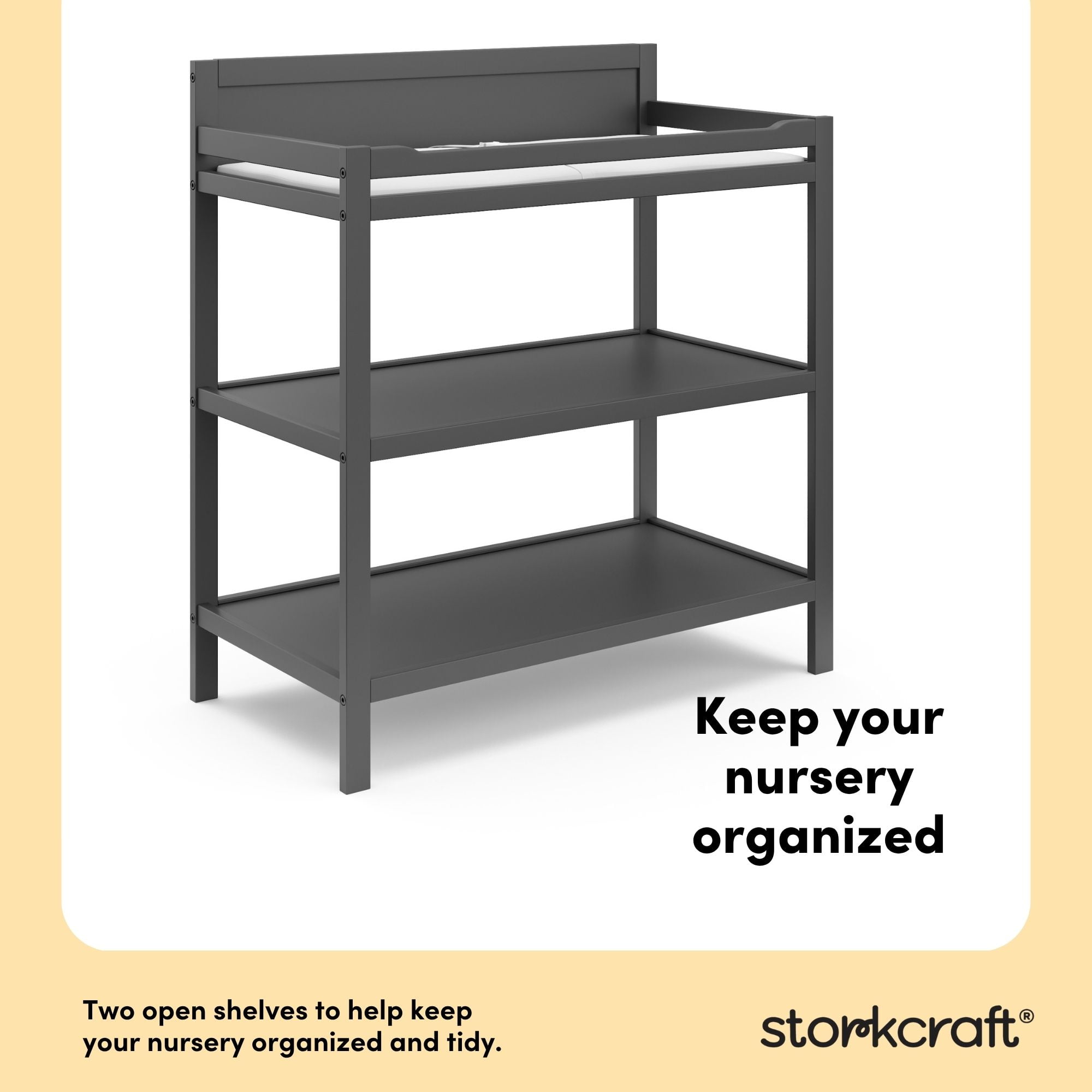 Storkcraft Alpine Infant Changing Table with Changing Pad, Gray