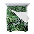 thumbnail image 7 of Quilts King Size Bedding Set, Green Tropical Botanical Lightweight Quilted Comforter, Summer Monstera Palm Leaves Black Reversible Bedspread Coverlet with Pillow Covers for All Season, 96" x 106", 7 of 7