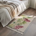 thumbnail image 4 of Area Rug with Tassels 2' x 3', Spring Watercolor Grape Leaves Kitchen Runner Rug for Hallway Bedroom Throw Rugs, Country Vine Retro Linen Soft Door Mat for Bathroom Entrance Living Room, 4 of 9