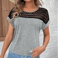 thumbnail image 4 of Womens Tops Spring Ladies Tops and Blouses Womens Lace Cap Sleeve Summer Tops Hollow Out Crew Neck Loose Fitted T Shirt Dressy Casual Crop Tunic for Work, 4 of 9
