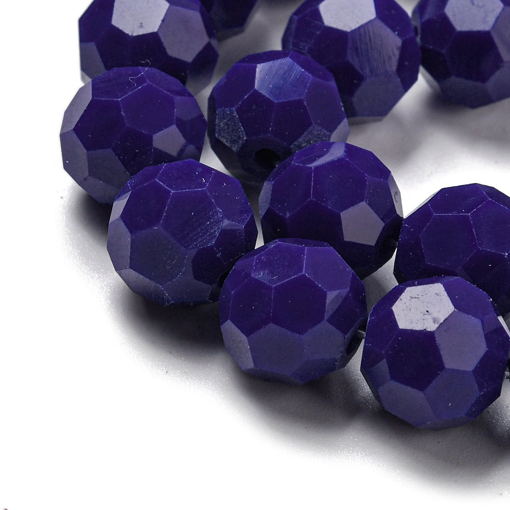 Opaque Glass Beads Stands Faceted(32 Facets) Round Marine Blue 10mm Hole: 1.8mm about 66~68pcs/strand 24.02''~24.13''(61~61.3cm)