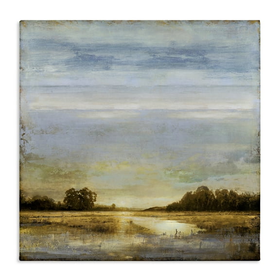 Stupell Industries Sun Reflection Landscape Landscape & Nature Painting Wrapped Canvas Art Print Wall Art, 17 x 17
