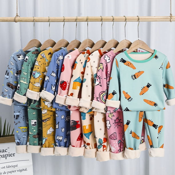 Conjunto de ropa interior térmica para niños, forro polar grueso, ropa de invierno para niños y bebés, pantalones largos, conjunto de ropa interior térmica para niñas