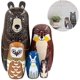 thumbnail image 4 of Matryoshka rusa de madera con dibujos animados de animales, muñecas anidadas, oso pardo, león marino, búho, conejo, mapache, juego de muñecas rusas de 5 capas, manualidades Hy, 4 of 5