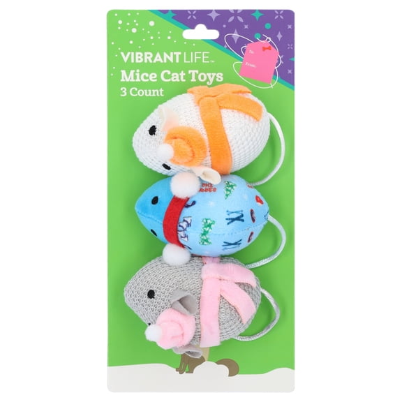 Vibrant Life Holiday Mice Cat Toys, Multicolor, 3 Count