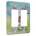 thumbnail image 1 of KuzmarK™ 2 Gang Rocker Wall Plate - Bull Terrier Puppy with Red Bandana Dog Art by Denise Every, 1 of 1