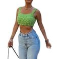 thumbnail image 5 of SAYOO Women Knit Crop Tops, Sleeveless Artificial Pearl Decoration Wide Shoulder Straps Elastic Vest Streetwear, 5 of 10