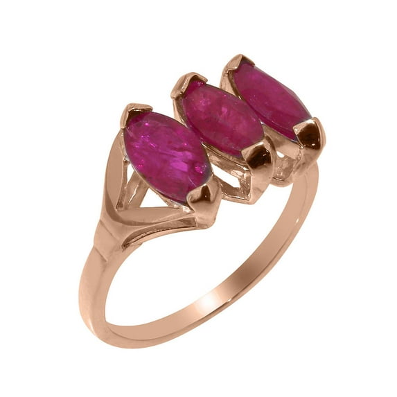 LBG British Made 9k Rose Gold Natural Ruby Womens Anniversary Ring - 33 size options - Size 7.75