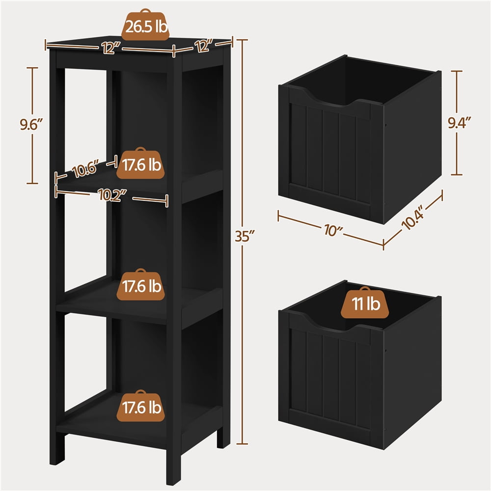 Yaheetech 35" Height Compact Corner Bathroom Cabinet with Open Shelf, Black