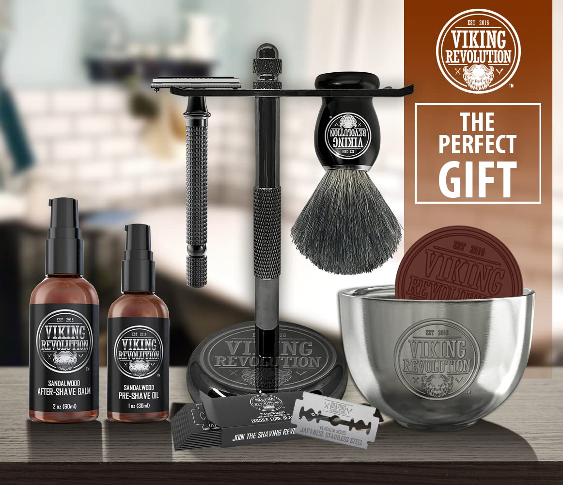 Viking Revolution - Shaving Kit For Men - Shaving Kit with Double Edge Razor, Stand, Bowl & More - Luxury Christmas Gifts For Men - image 9 of 10