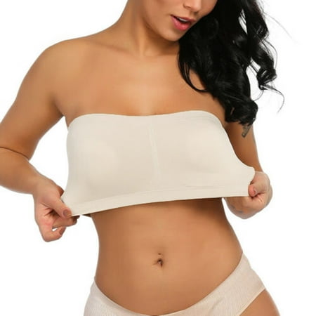 

GA Double Women Plus Size Strapless Bra Bandeau Tube Removable Padded Top Stretchy