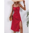 thumbnail image 2 of AURA Women Floral Spaghetti Strap Summer Dress Split Midi Sexy Vacation Dress, 2 of 7