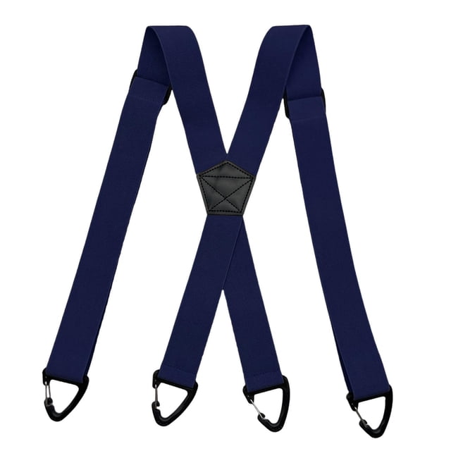 Tirantes elásticos y resistentes para hombre, accesorios de disfraces, ajustables y cómodos de 3,8 cm (1,5 pulgadas). Azul marino 4 ganchos