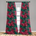 thumbnail image 4 of Ambesonne Floral Curtains, Dahlia Flowers in Blossom, Pair of 28"x95", Ruby Pink and Forest Green, 4 of 5
