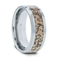 thumbnail image 1 of ORDOVICIAN Dinosaur Bone Inlaid Tungsten Carbide Beveled Edged Ring - 4mm or 8mm, 1 of 3