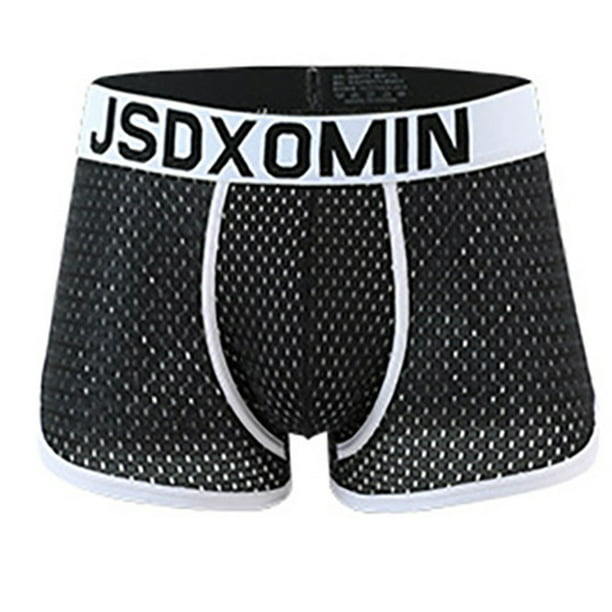 RXIRUCGD Men's Underwear Fashion Ice Silk Panties Briefs Fashion Breathable  Nylon Mesh Boxers Mens Boxer Briefs Black