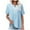 Blue, variant on Dagegui Womens Short Sleeve Shirts Embroidered Notch V Neck T-Shirts Cotton Linen Casual Loose Fit Shirt Summer Boho Lounge Blouses ZC Blue 2XL