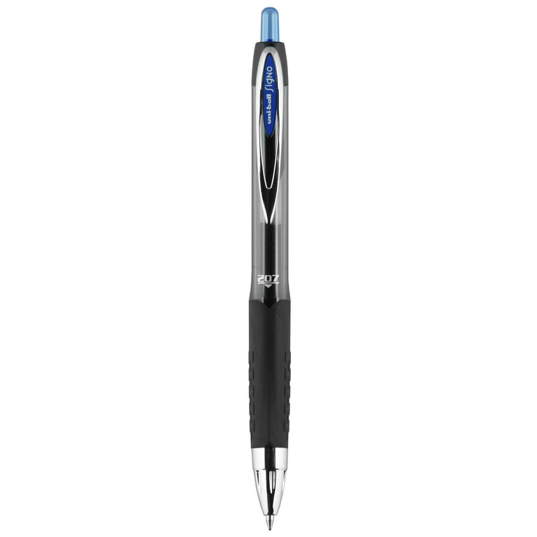 uni ball Gel 207 Retractable Gel Pens Medium Point 0.7 mm Clear Barrel Blue  Ink Pack Of 4 - Office Depot