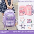 thumbnail image 4 of grade 1 to Grade 6 primary school student super cute girl schoolbag super light breathable spine protection waterproof Plaid backpack.The backpack has waterproof function., 4 of 5