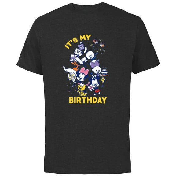 Disney Mickey and Friends Whimsical It’s My Birthday - Short Sleeve Cotton T-Shirt for Adults - Customized-Black